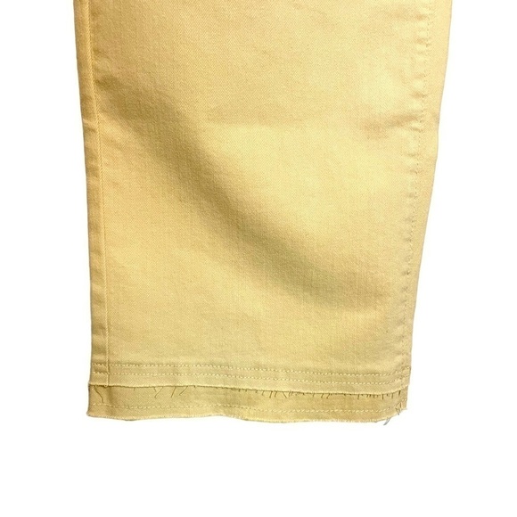 NWT LOFT Yellow Jeans High Rise Slim Wide Leg Cropped Unfinished Hem Size 4 - Picture 4 of 11